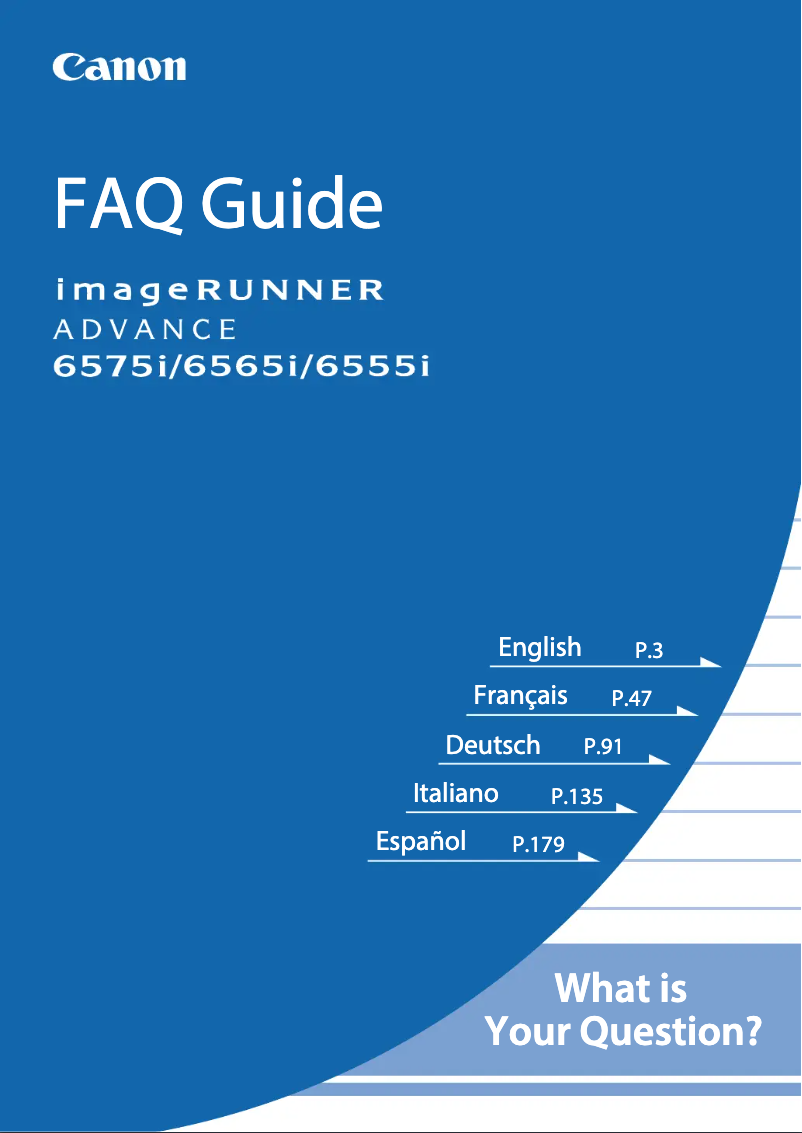 Page 1 de la notice FAQ Canon imageRUNNER ADVANCE 6555iPRT
