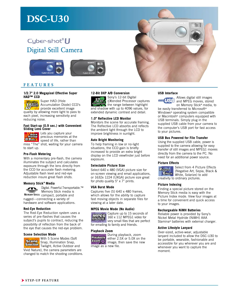 Image de la première page du manuel de l'appareil Cybershot DSC-U30