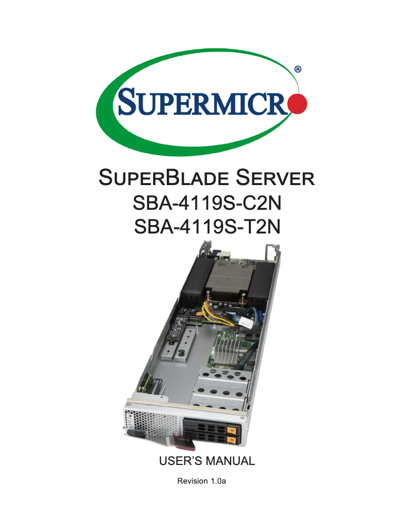 Page 1 de la notice Manuel utilisateur Supermicro SBA-4119S-C2N