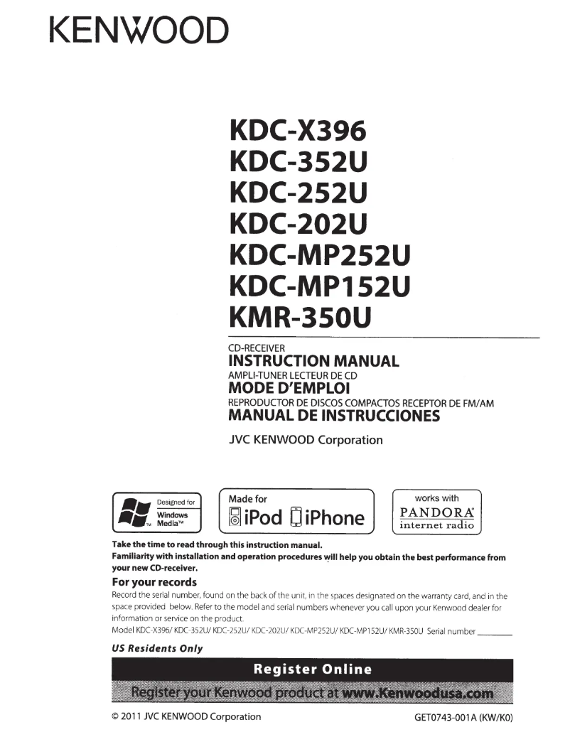 Página 1 del manual Manual de usuario Kenwood KDC-MP152U