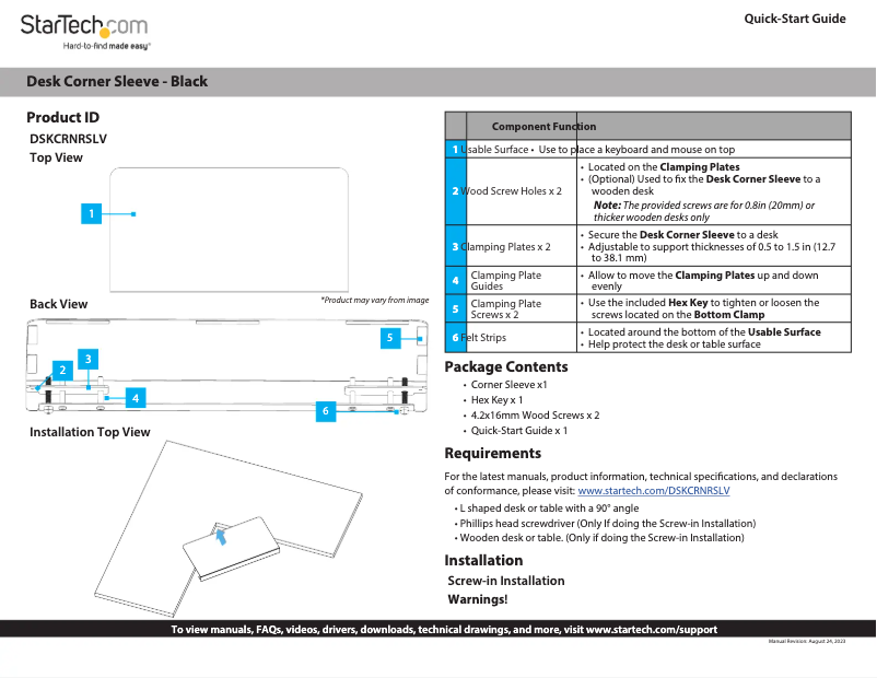 Page 1 de la notice Manuel utilisateur StarTech.com DSKCRNRSLV