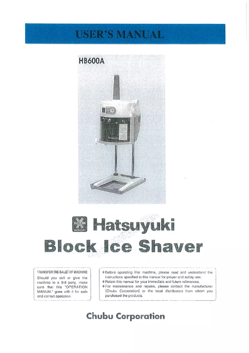 Page 1 de la notice Manuel utilisateur Hatsuyuki HB-600A