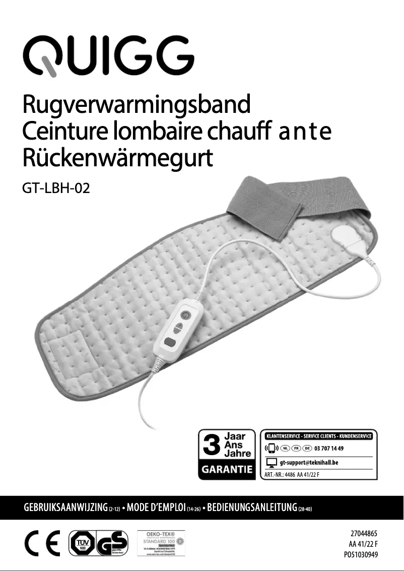 Page 1 de la notice Manuel utilisateur Quigg GT-LBH-02