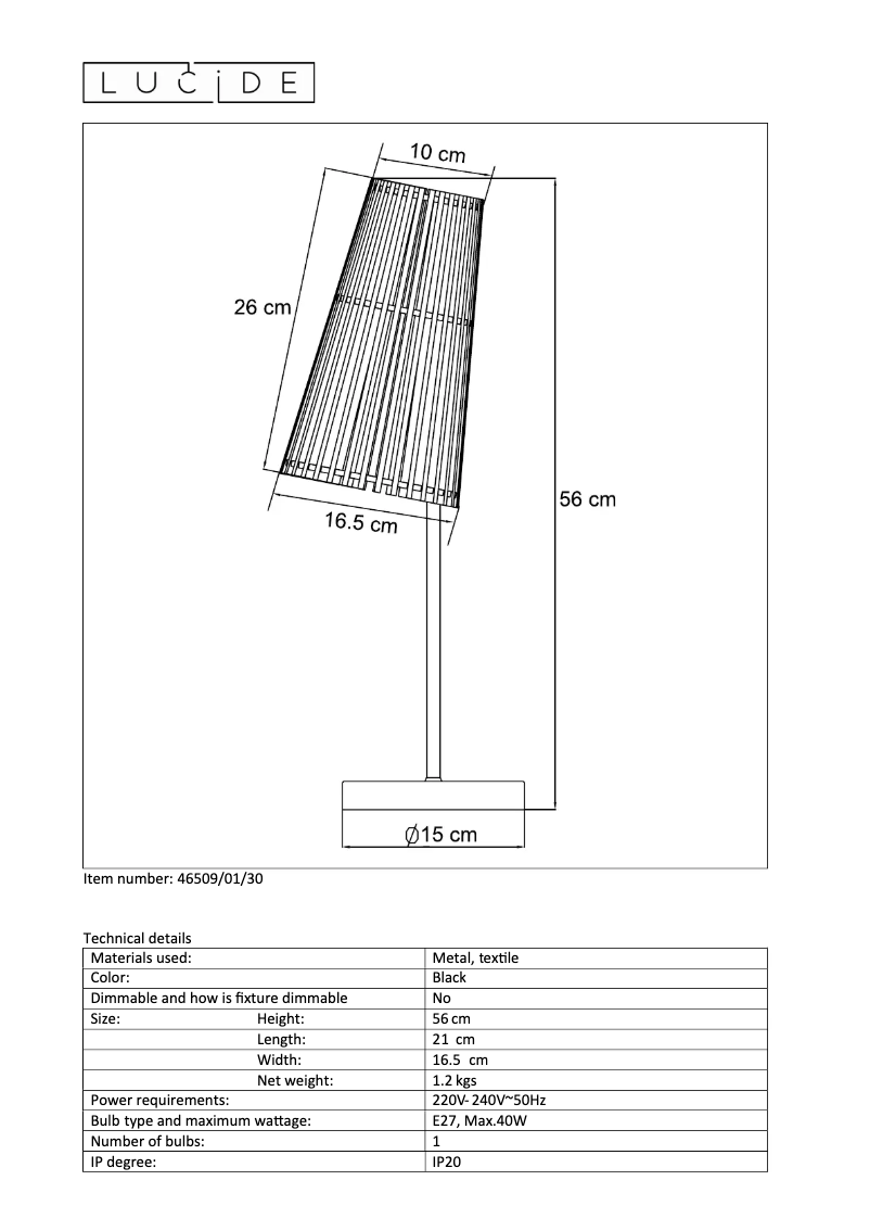 Página 1 del manual Manual de usuario Lucide Noralie 46509/01/30