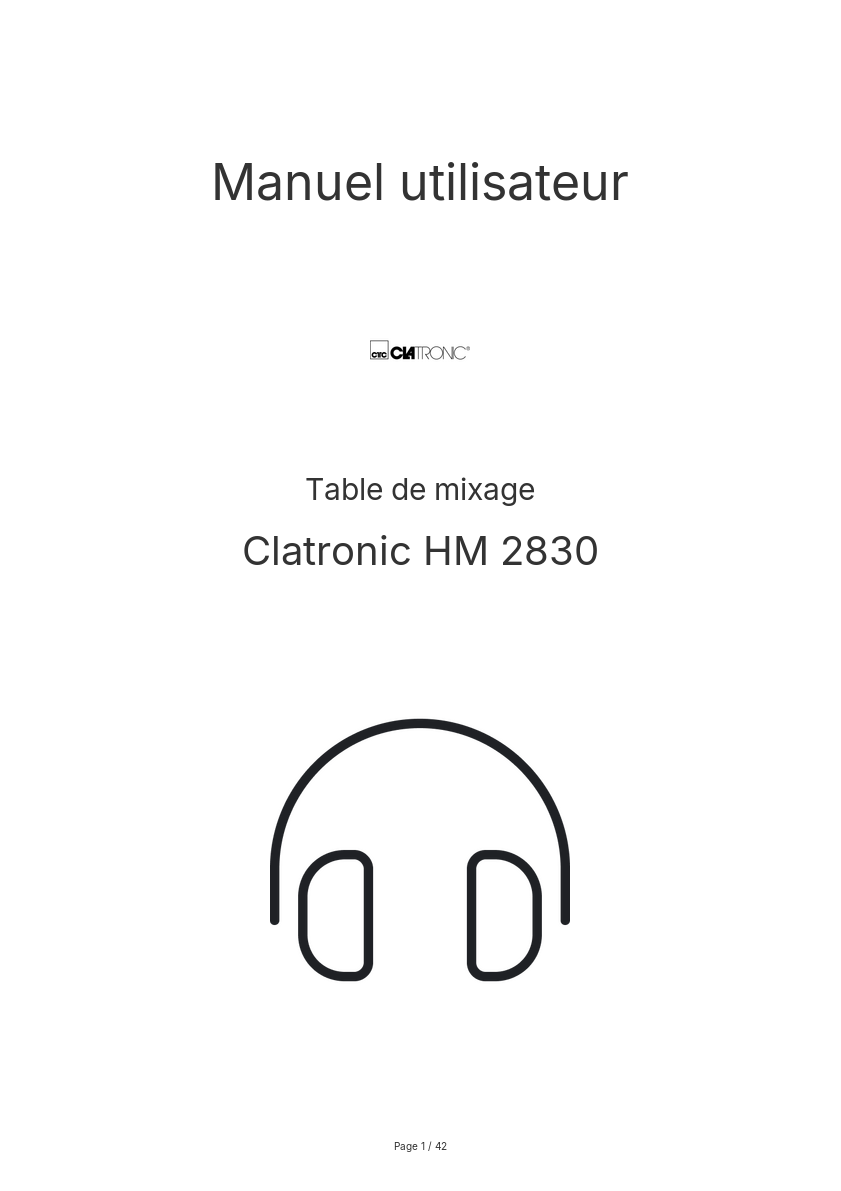Page n°1 - Manuel utilisateur Clatronic HM 2830