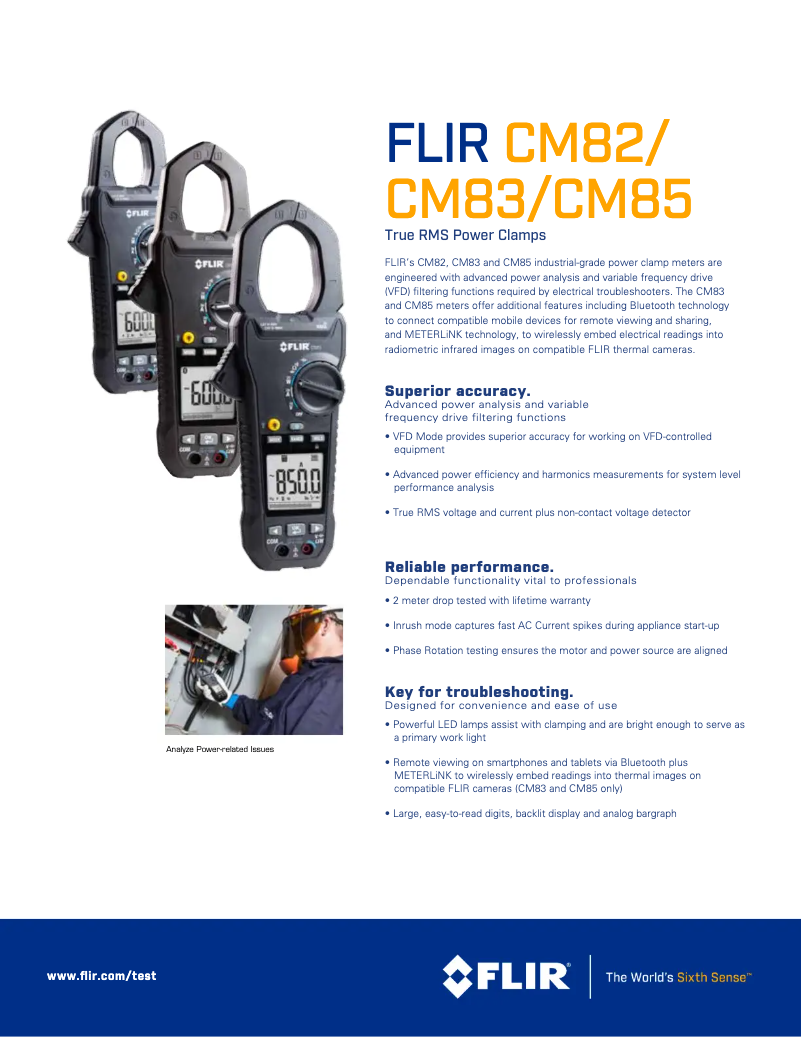 Page 1 de la notice Fiche technique FLIR CM85
