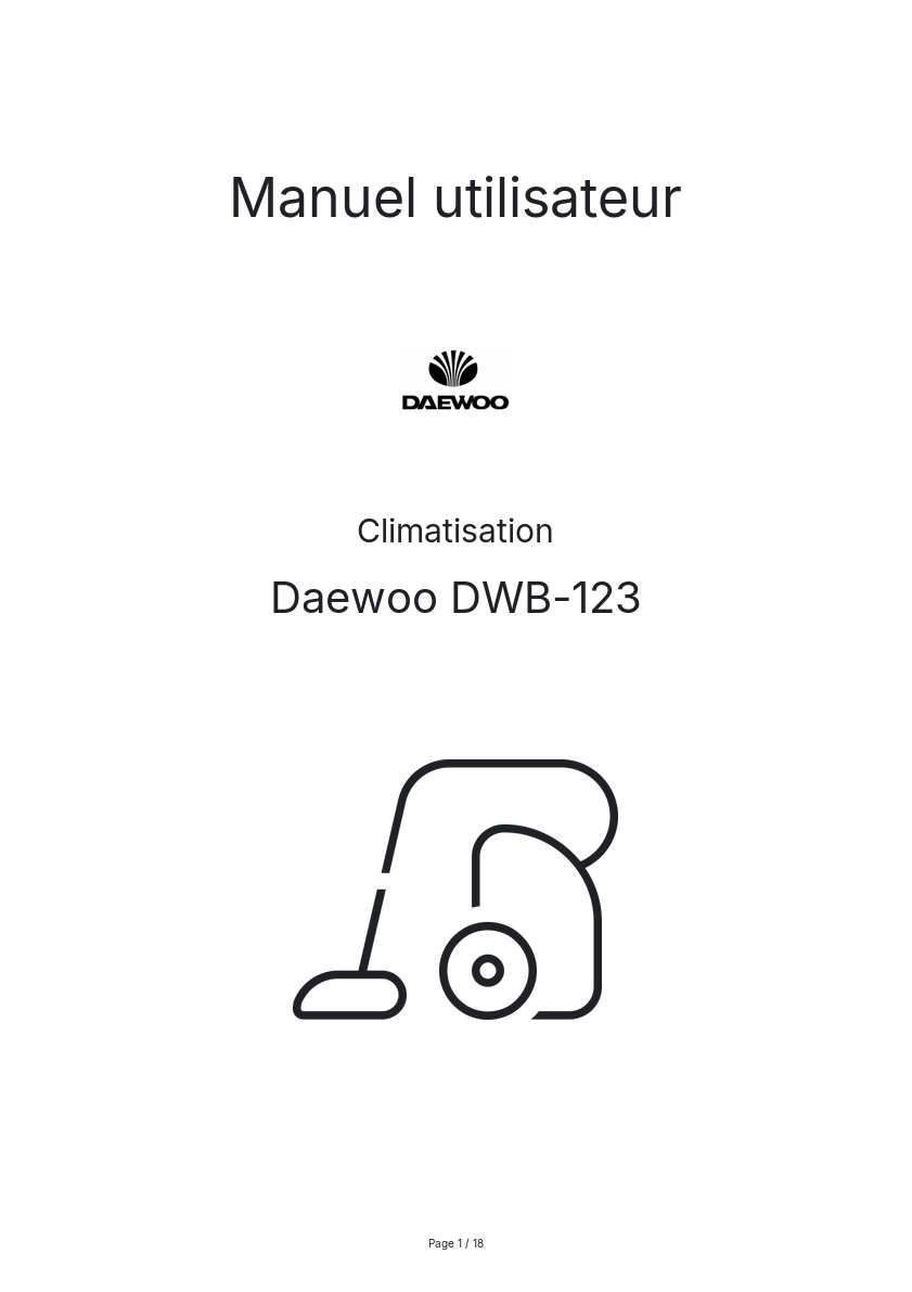 Image de la première page du manuel de l'appareil DWB-123