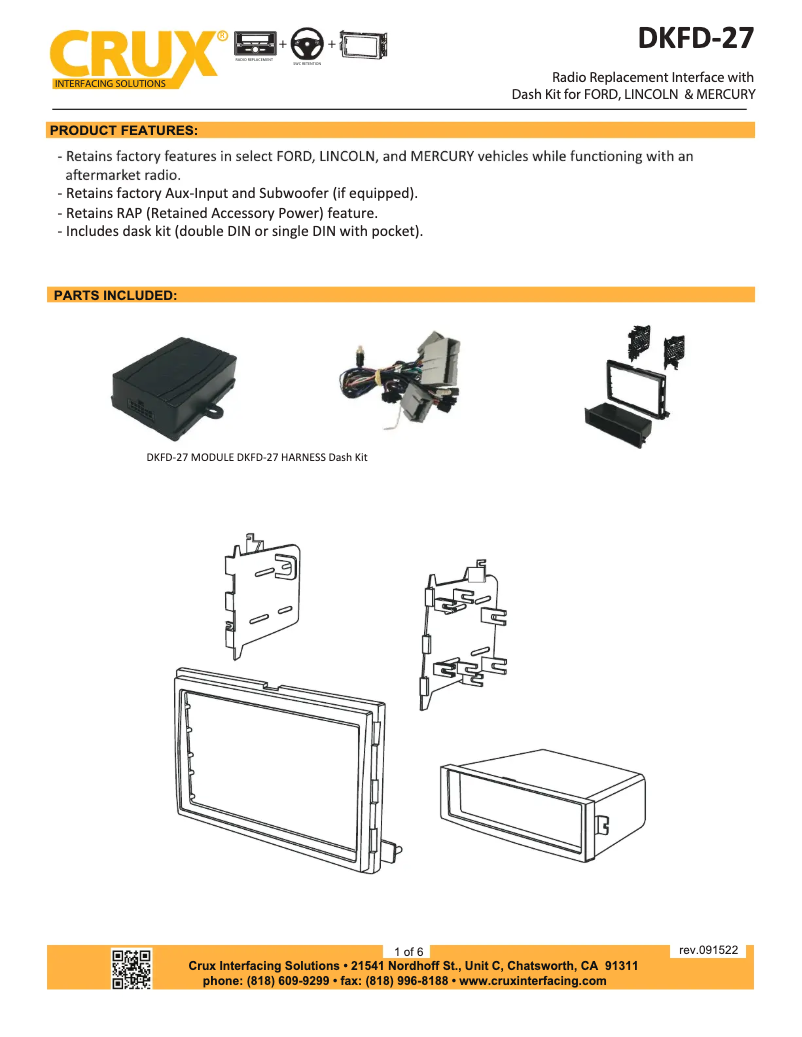 Page n°1 - Manuel utilisateur CRUX DKFD-27