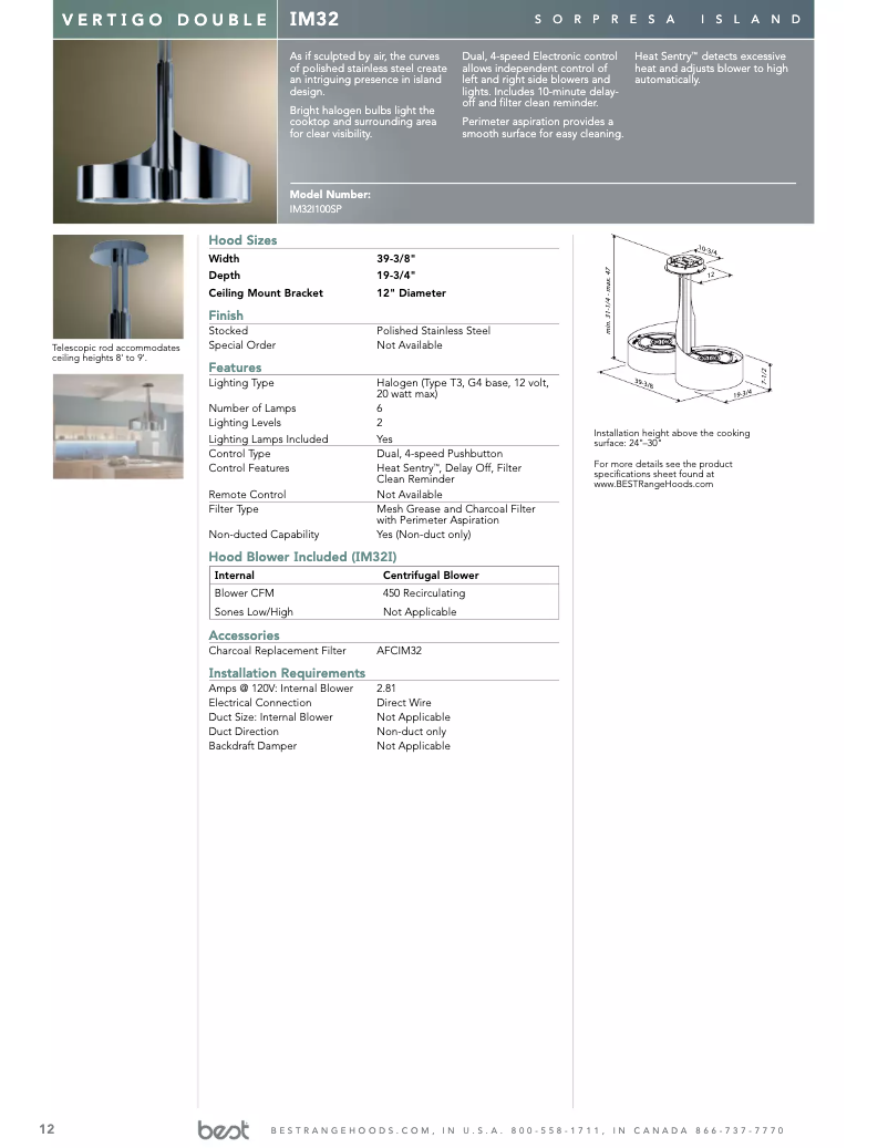 Page 1 de la notice Manuel utilisateur Best Vertigo Double IM32I100SP