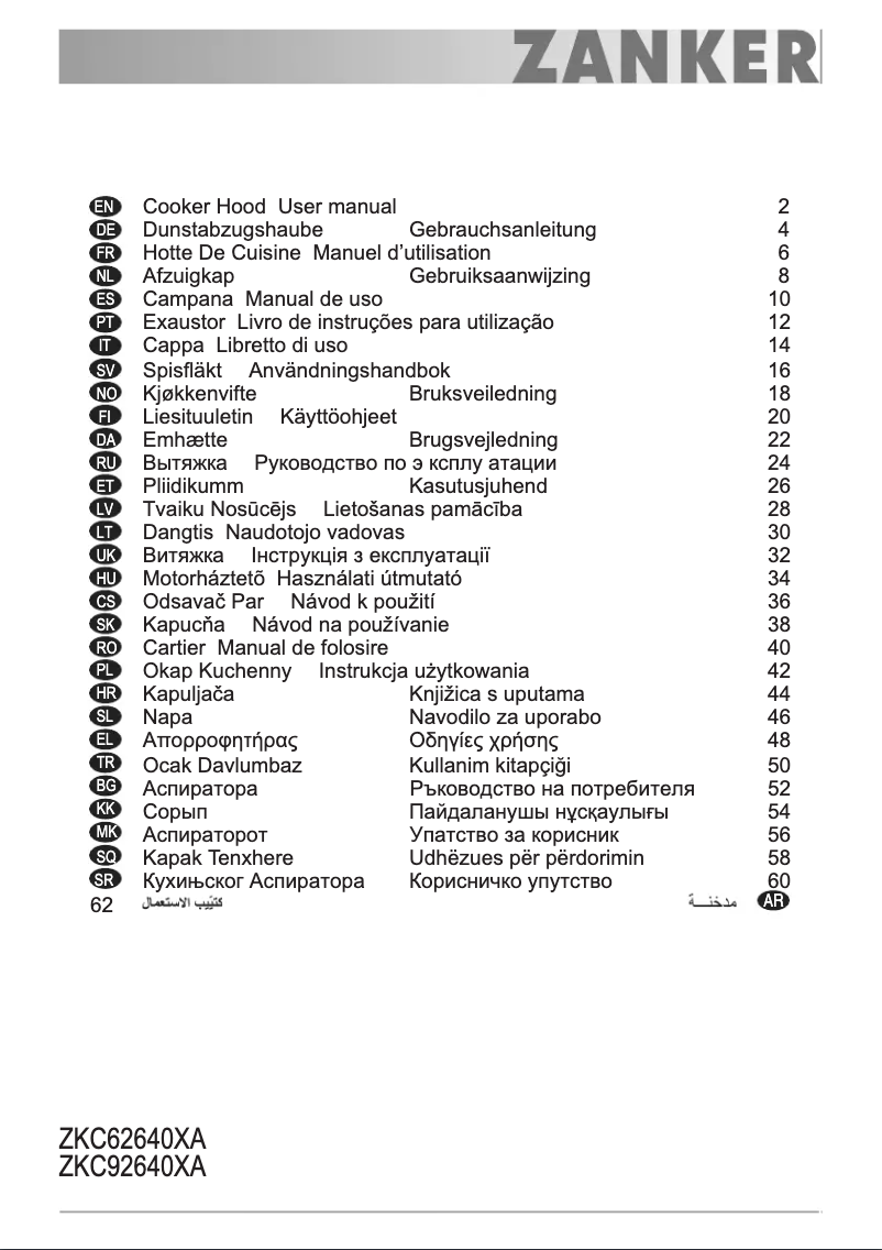 Page n°1 - Manuel utilisateur Zanker ZKC92640XA
