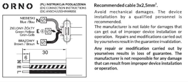 Page n°1 - Manuel utilisateur ORNO OR-AE-13164