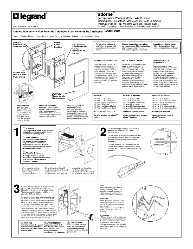 Página 1 del manual Manual de usuario Legrand ASTP155RMW1