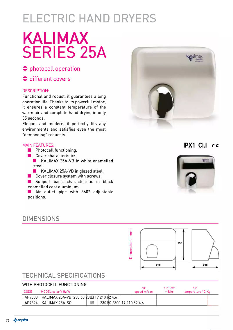 Image de la première page du manuel de l'appareil KALIMAX 25A