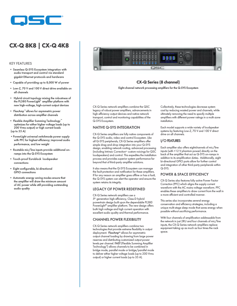 Image de la première page du manuel de l'appareil CX-Q 4K8