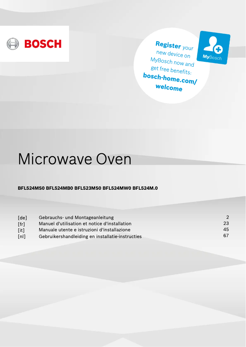 Page n°1 - Guide d'installation Bosch BFL524MW0