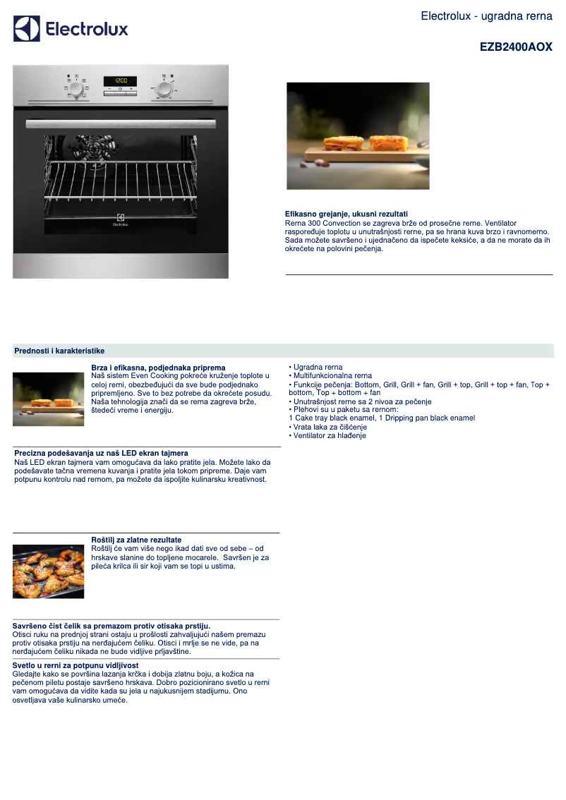 Page n°1 - Fiche technique Electrolux EZB2400AOX