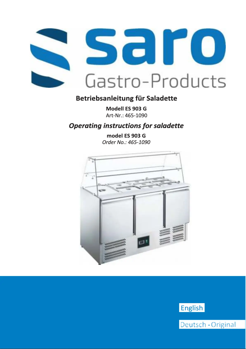 Page n°1 - Manuel utilisateur Saro ES 903 G