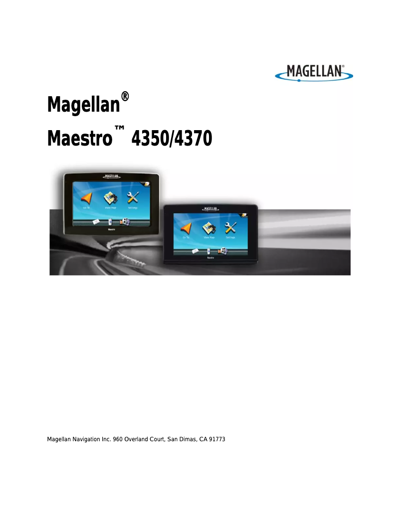 Page n°1 - Manuel utilisateur Magellan Maestro 4350