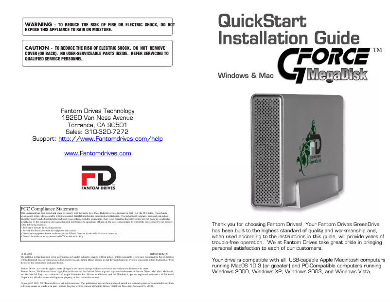 Page n°1 - Manuel utilisateur Fantom Drives Fantom GreenDrive