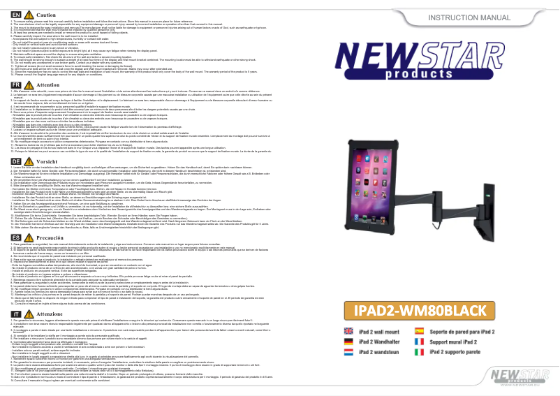 Page 1 de la notice Manuel utilisateur Newstar IPAD2-WM80