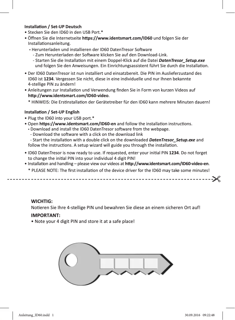 Page 1 de la notice Manuel utilisateur IDENTsmart ID60