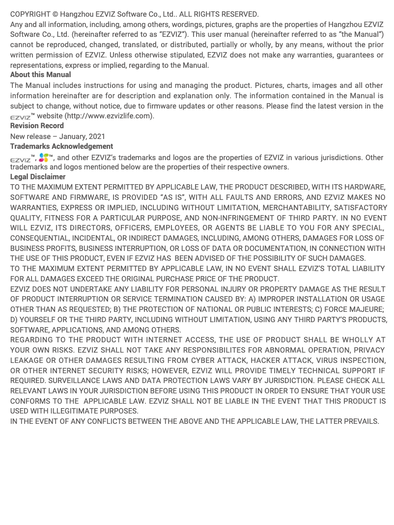 Page 1 de la notice Manuel utilisateur EZVIZ DB1 Pro