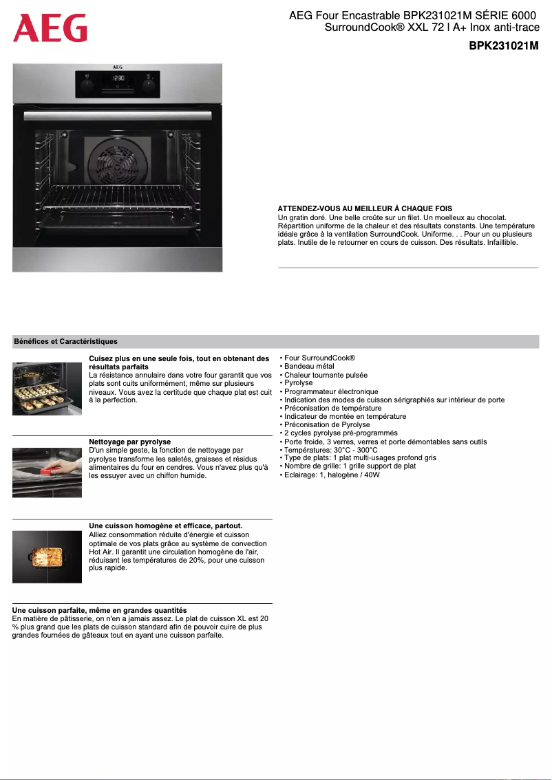 Página 1 del manual Ficha técnica AEG BPK231021M