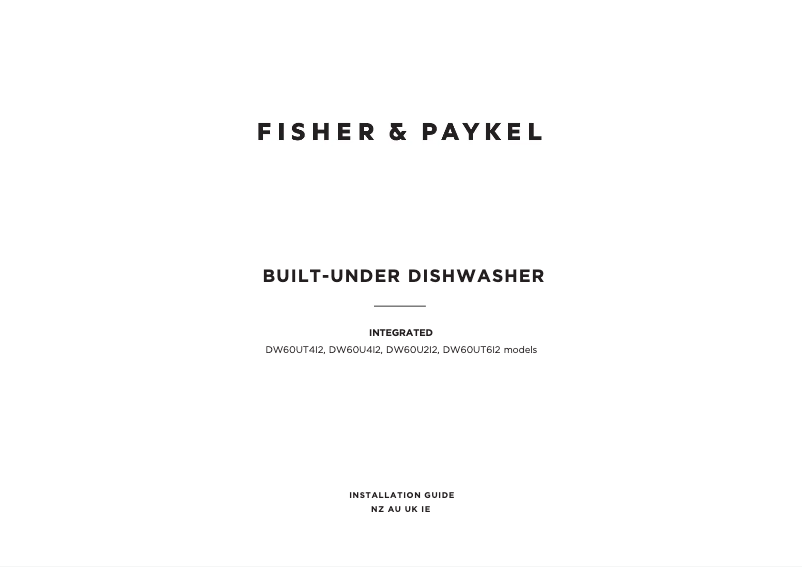 Page 1 de la notice Guide d'installation Fisher & Paykel DW60U2I2