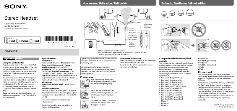 Página 1 del manual Manual de usuario Sony DR-EX61iP