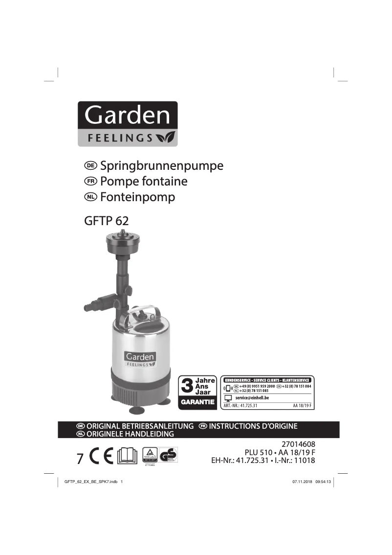 Página 1 del manual Manual de usuario Garden Feelings GFTP 62