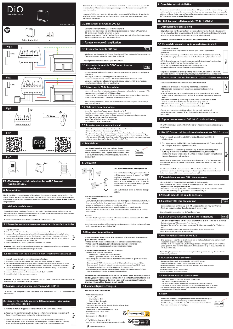Page 1 de la notice Manuel utilisateur DiO REV-SHUTTER-MOD