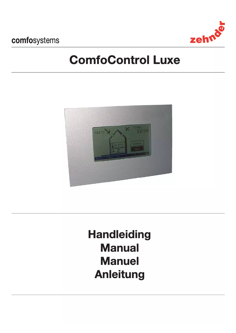 Page n°1 - Manuel utilisateur Zehnder ConfoControl Luxe