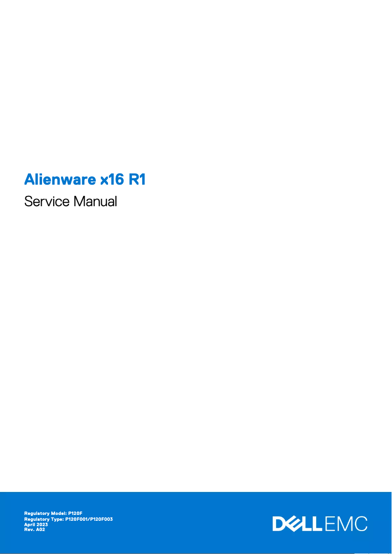 Page 1 de la notice Manuel utilisateur Alienware x16 R1