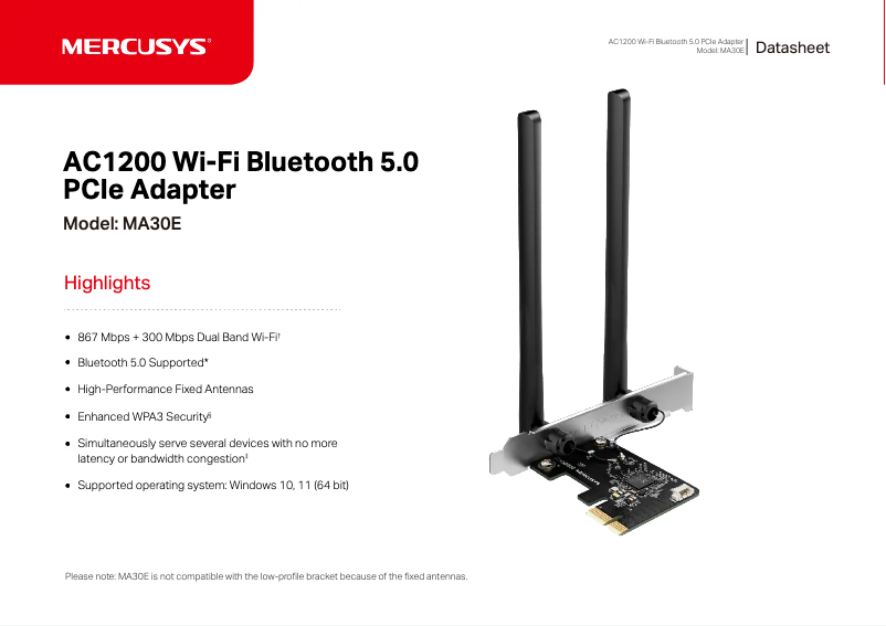 Página 1 del manual Ficha técnica Mercusys MA30E