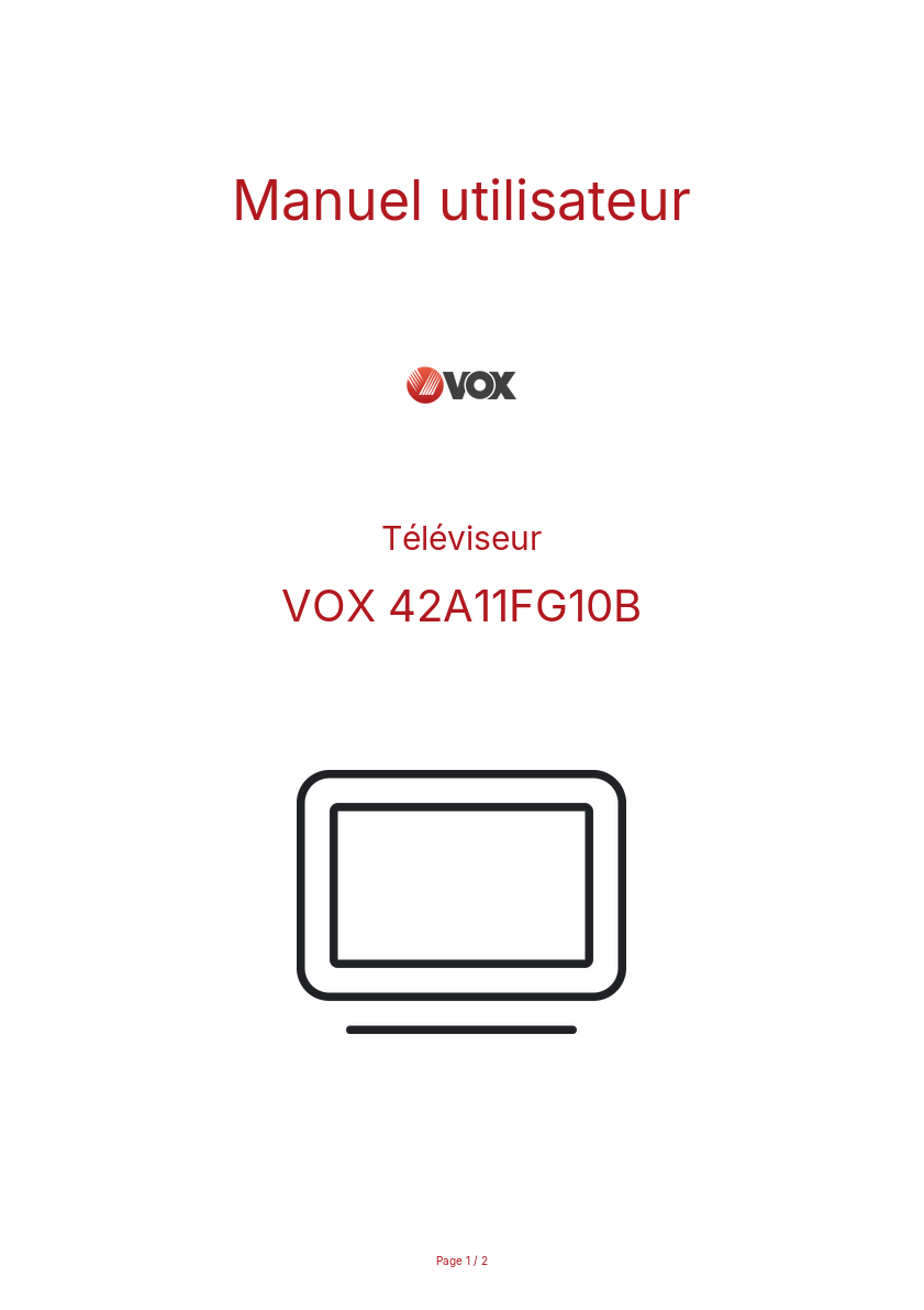 Page n°1 - Manuel utilisateur VOX 42A11FG10B