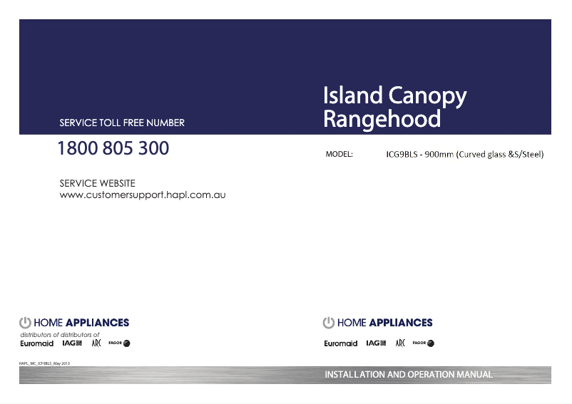 Image de la première page du manuel de l'appareil ICG9BLS