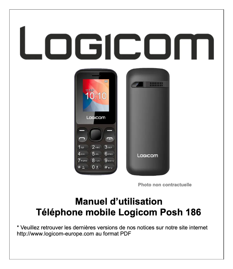 Page 1 de la notice Manuel utilisateur Logicom Posh 186