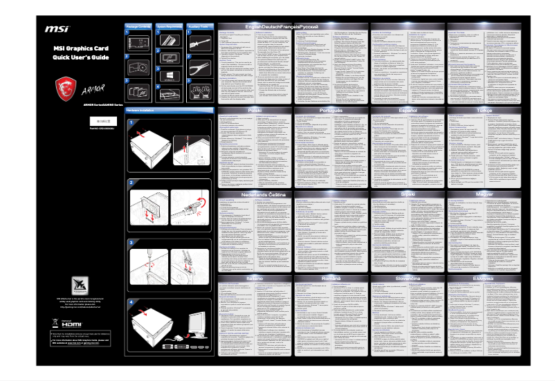 Page 1 de la notice Manuel utilisateur MSI Radeon RX 580 Armor 8G OC