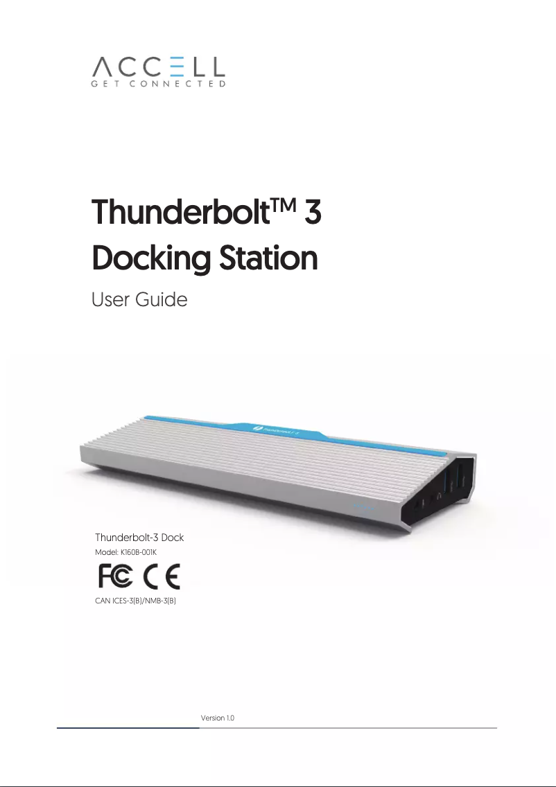 Image de la première page du manuel de l'appareil Thunderbolt-3 Dock K160B-001K