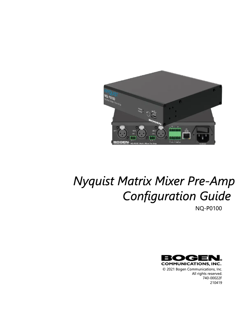 Page n°1 - Manuel utilisateur Bogen NQ-P0100