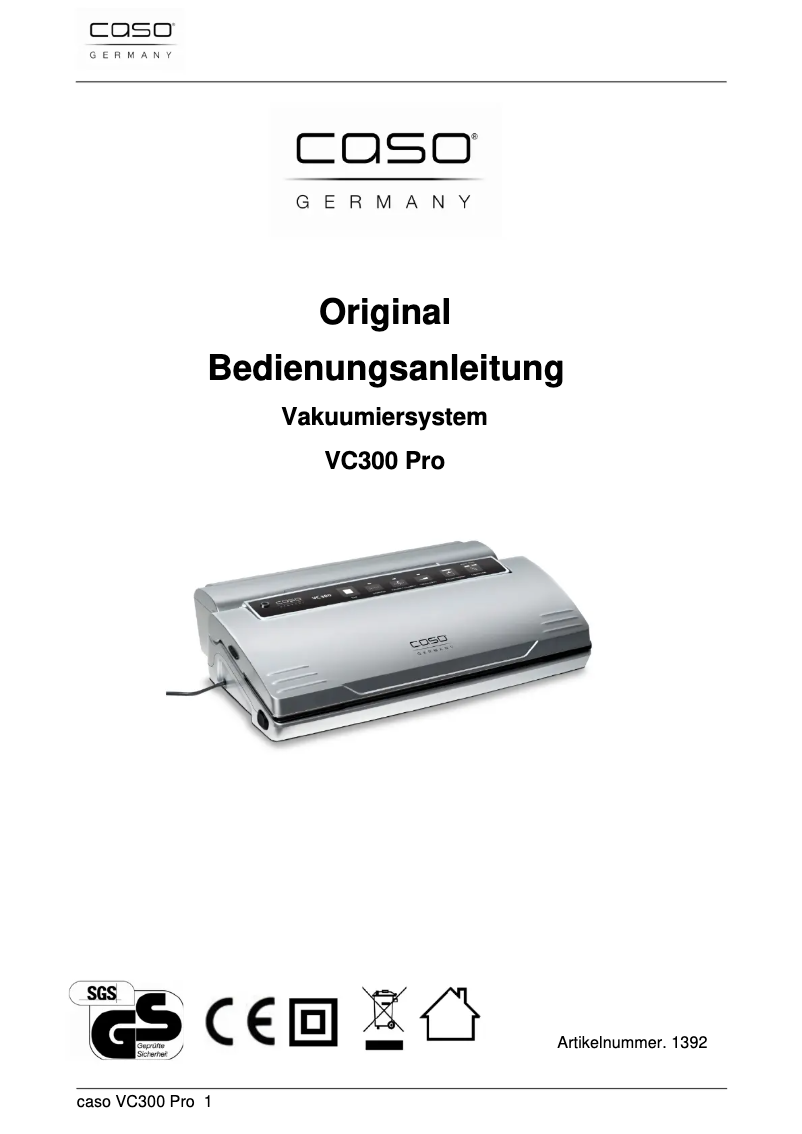 Image de la première page du manuel de l'appareil VC 300