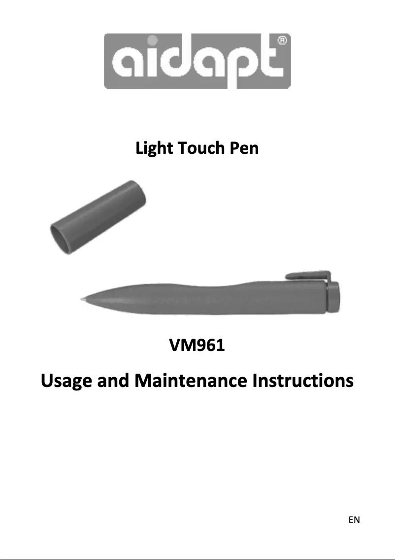 Page n°1 - Manuel utilisateur Aidapt VM961