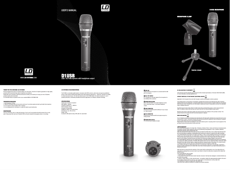 Page 1 de la notice Manuel utilisateur LD Systems D 1 USB