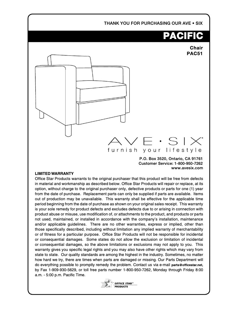 Page n°1 - Manuel utilisateur Ave Six Pacific PAC51R107