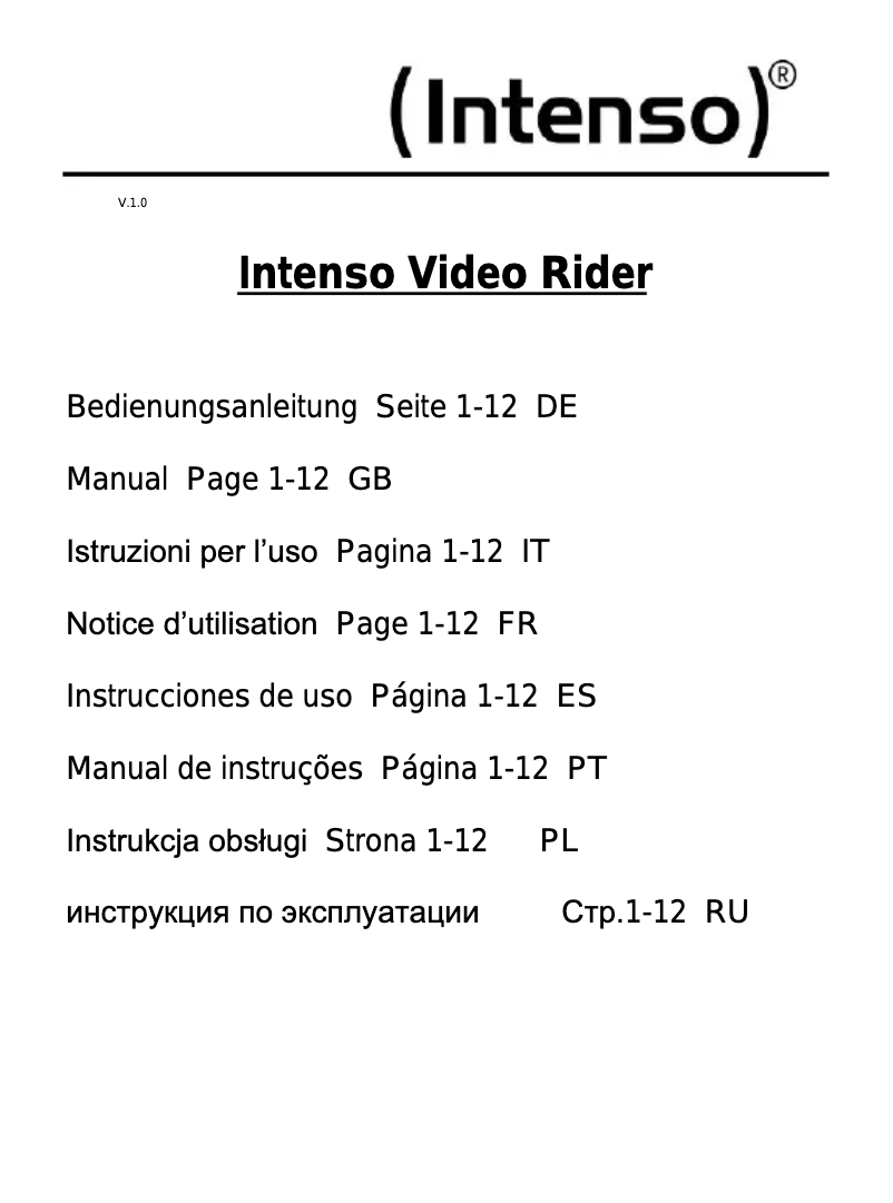 Page 1 de la notice Manuel utilisateur Intenso Video Rider