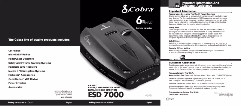 Page n°1 - Manuel utilisateur Cobra ESD 7000
