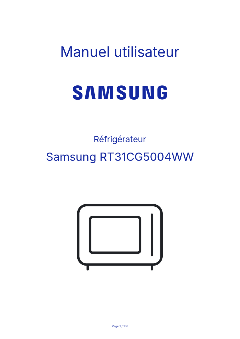 Page n°1 - Manuel utilisateur Samsung RT31CG5004WW
