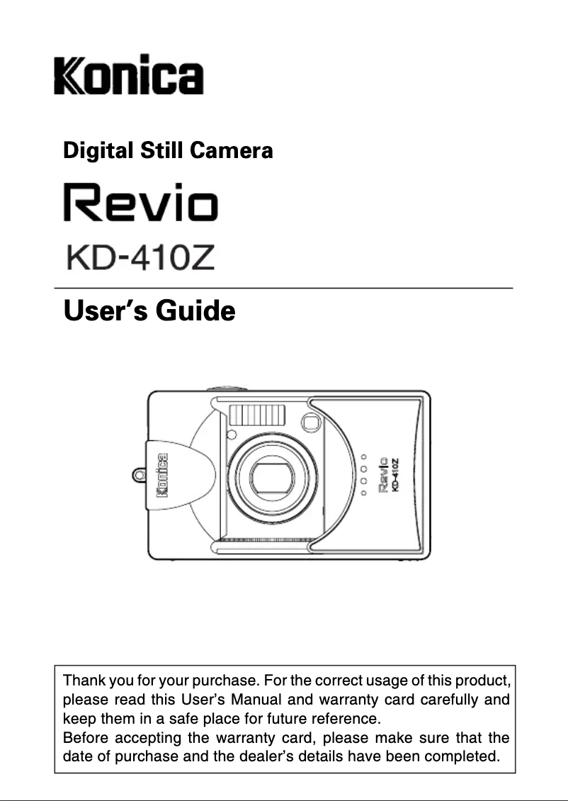 Page n°1 - Manuel utilisateur Konica Minolta Revio KD-410Z