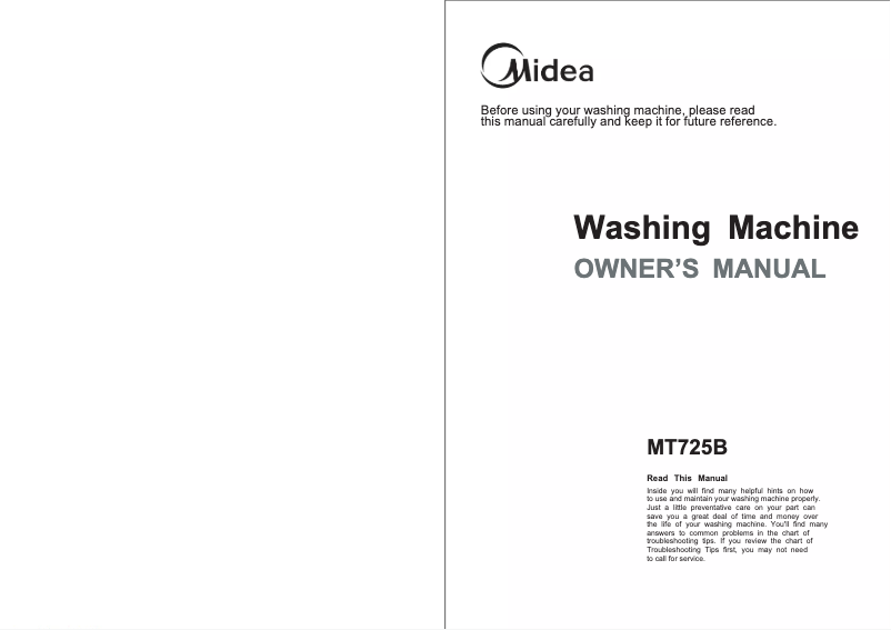 Page 1 de la notice Manuel utilisateur Midea MT740S
