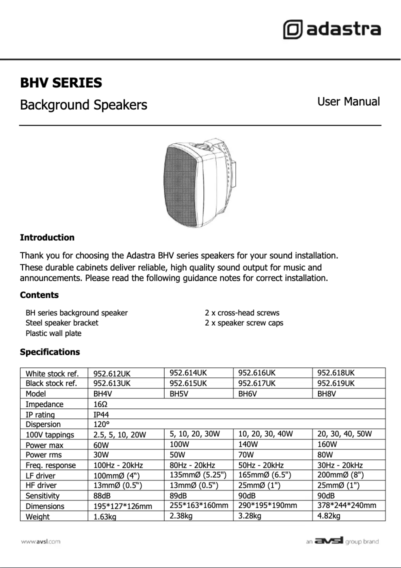 Page 1 de la notice Manuel utilisateur Adastra 952.613UK